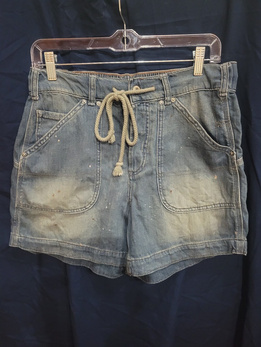 We The Free Faded Blue Denim Drawcord Utility Shorts